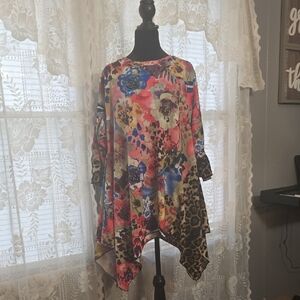 Floral and Leopard Print Women's Top